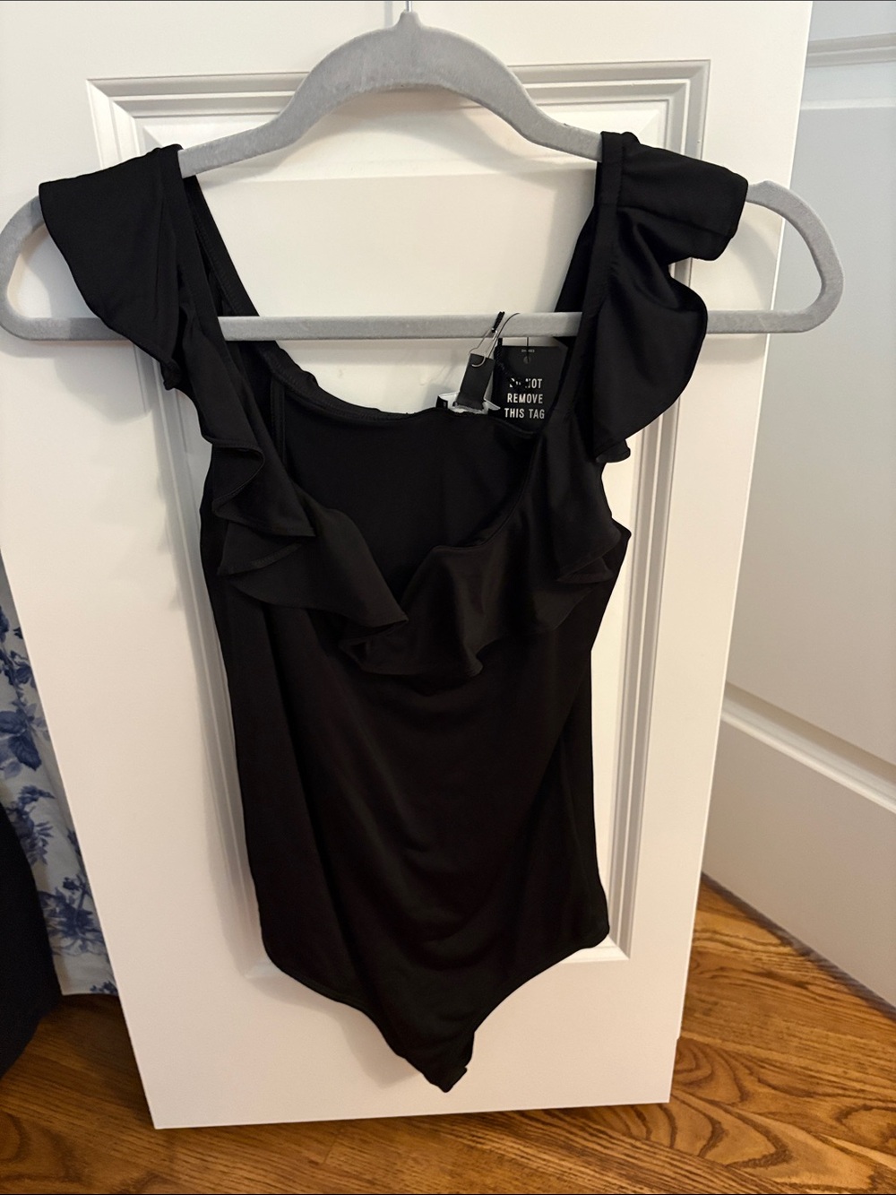 Express Black Ruffle One-Piece Bodysuit